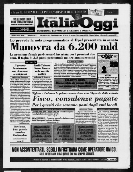 Italia oggi : quotidiano di economia finanza e politica